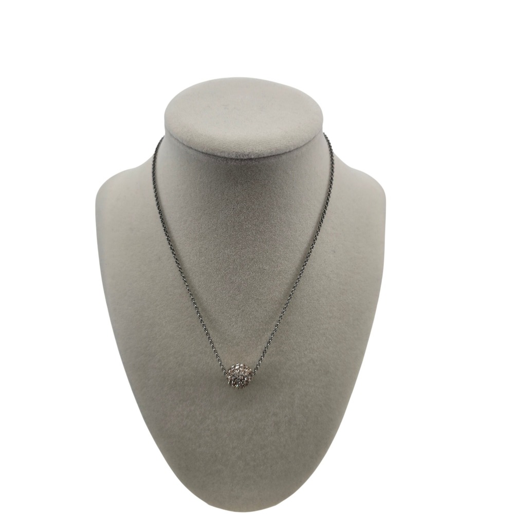 Anne Klein Necklace Womens OS Pave Disco Ball Silver Rose Gold Crystal EUC
